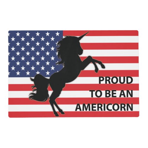 4th of July American Patriotic Unicorn USA Flag Placemat