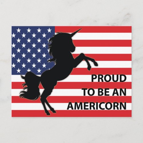 4th of July American Patriotic Unicorn USA Flag Postcard