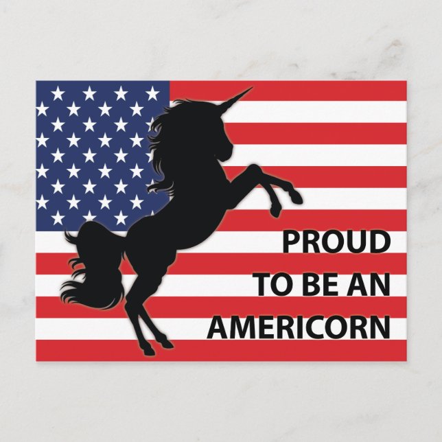 4th of July American Patriotic Unicorn USA Flag Postcard (Front)