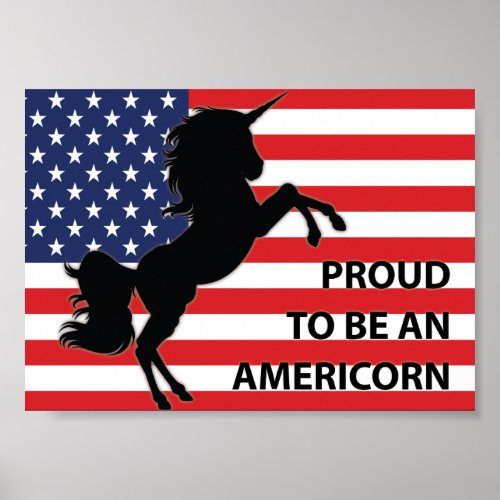 4th of July American Patriotic Unicorn USA Flag Poster
