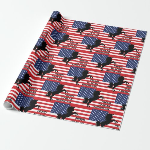 4th of July American Patriotic Unicorn USA Flag Wrapping Paper