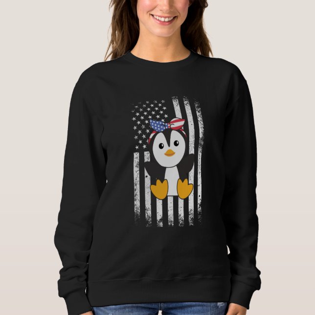 4th Of July American Penguin For Kids Cute Usa Pen Sweatshirt (Front)