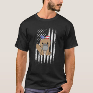 4th Of July American Platypus For Kids Cute Usa Pl T-Shirt