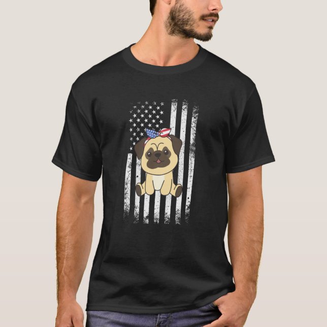 4th Of July American Pug For Kids Cute Usa Pug  1 T-Shirt (Front)