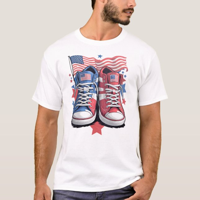 4th of July American Sneakers design T-Shirt (Front)