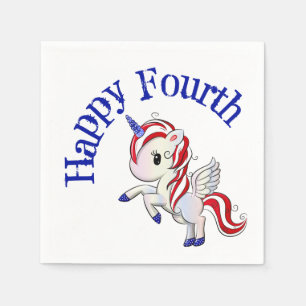 4th of July American Unicorn Pegasus Rainbow Napkins