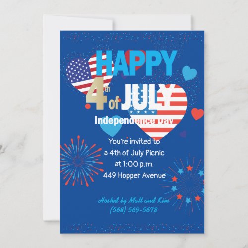4th of July American USA Firework Patriotic Custom Card