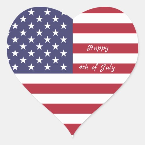 4th of July American USA Flag Heart Flag Fireworks Heart Sticker