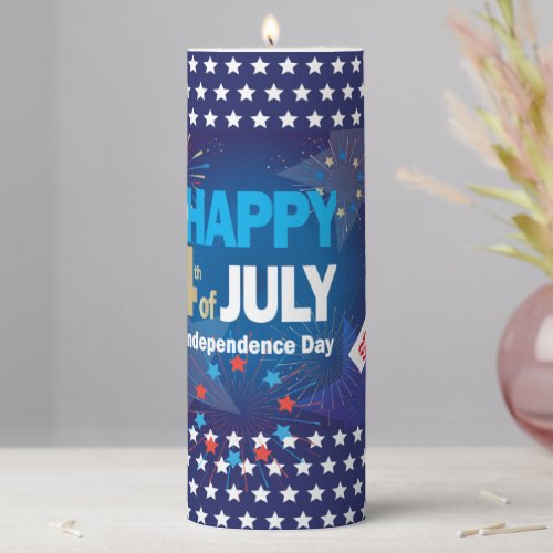 4th of July American USA Flag Heart Flag Fireworks Pillar Candle