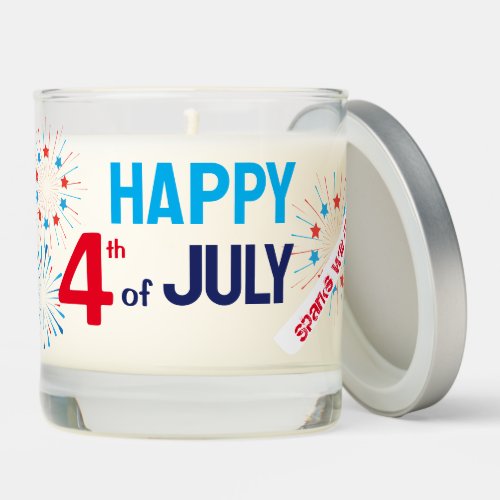 4th of July American USA Flag Heart Flag Fireworks Scented Candle