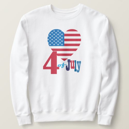 4th of July American USA Flag Heart Flag Fireworks Sweatshirt