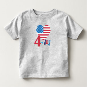 4th of July American USA Flag Heart Flag Patriotic Toddler T-shirt