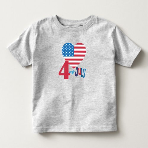 4th of July American USA Flag Heart Flag Patriotic Toddler T_shirt