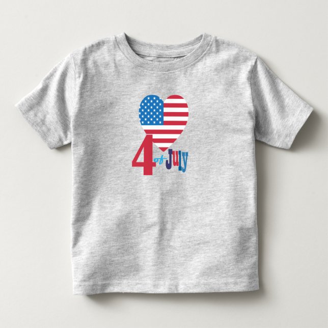 4th of July American USA Flag Heart Flag Patriotic Toddler T-shirt (Front)