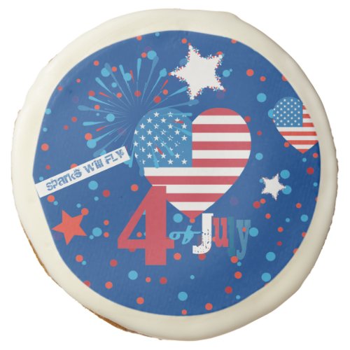 4th of July American USA Flag Heart Patriotic Sugar Cookie