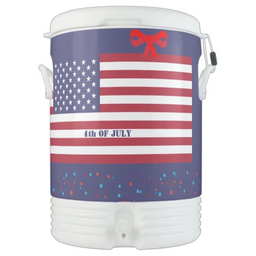 4th of July American USA Flag Patriotic Beverage Cooler