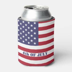 4th of July American USA Flag Patriotic Can Cooler