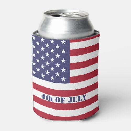 4th of July American USA Flag Patriotic Can Cooler