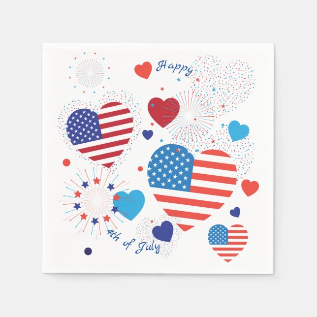 4th of July American USA Flag Patriotic Custom Napkins (Front)
