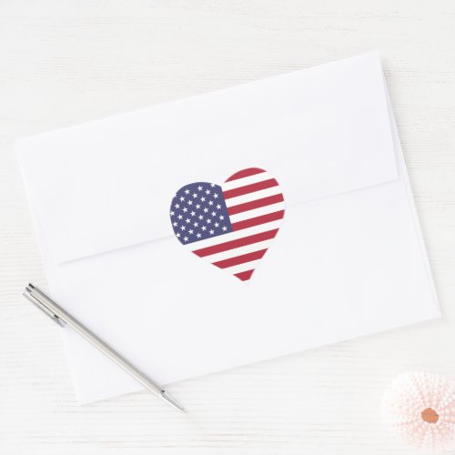 4th of July American USA Flag Patriotic Heart Sticker