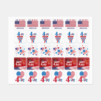 4th of July American USA Flag Patriotic Labels