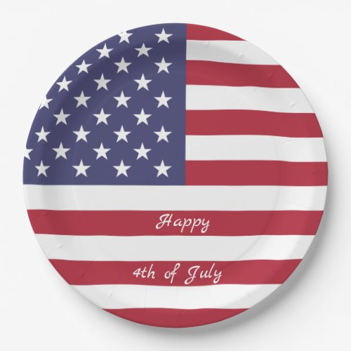 4th of July American USA Flag Patriotic Paper Plates