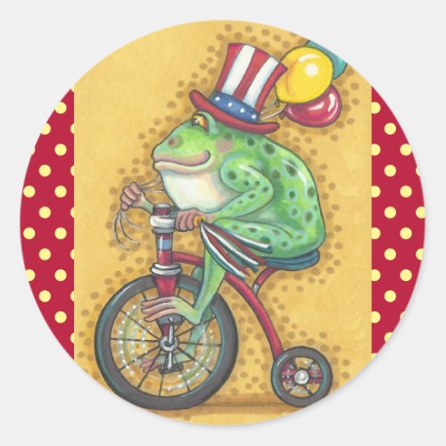 4th OF JULY AMERICANA FROG STICKER Round Sheet