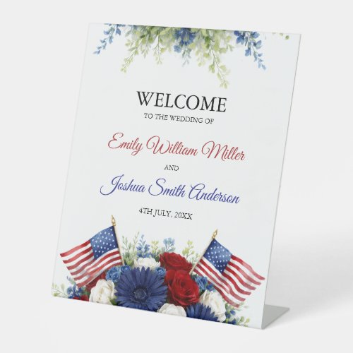 4th of July Americana Wedding Welcome Pedestal Sign
