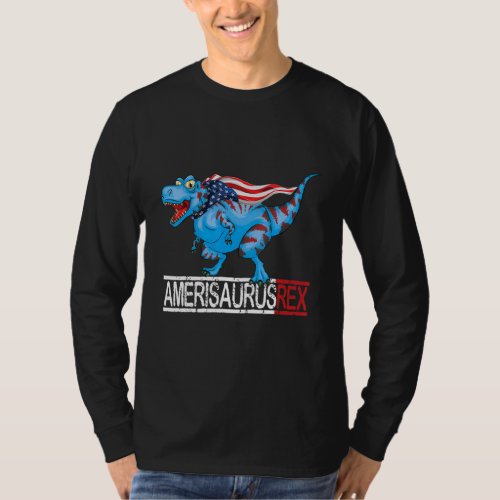 4th Of July Amerisaurus Rex Dinosaur Boys Kid Usa  T_Shirt