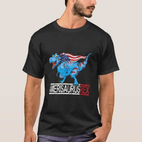 4th Of July Amerisaurus Rex Dinosaur Boys Kid Usa  T_Shirt