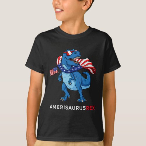 4th Of July Amerisaurus T Rex Dinosaur Boys Kids T T_Shirt