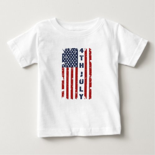 4TH of July and Torn US Flag        Baby T_Shirt