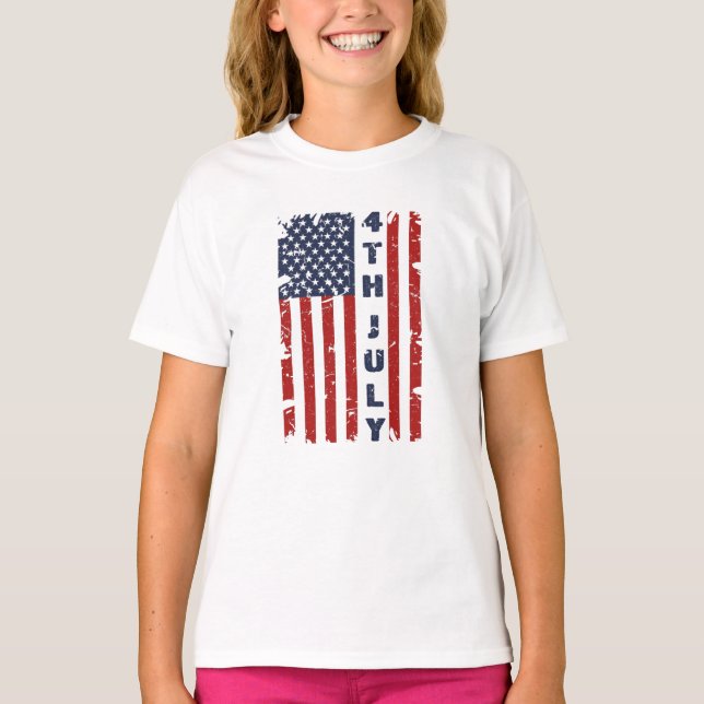 4TH of July and Torn US Flag      T-Shirt (Front)