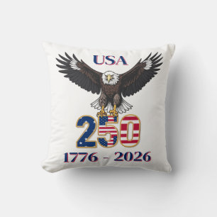 4th of July Anniversary 250 Years USA Bald Eagle Throw Pillow