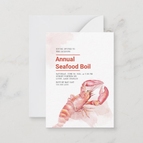 4th Of July Annual Seafood Boil Watercolor Lobster Note Card