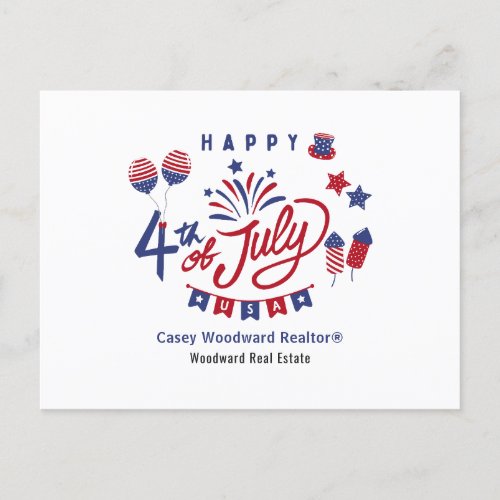 4th of July Appreciation and Referral Marketing Holiday Postcard