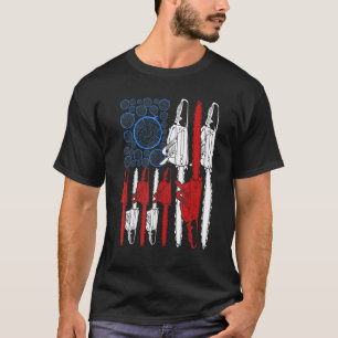 4th Of July Arboris Men Tree Climber Dad Chainsaw T-Shirt