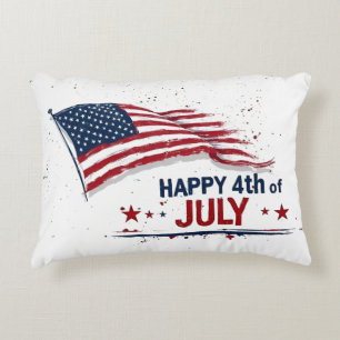 4th of July - Artistic US Flag Paint Splatter Accent Pillow