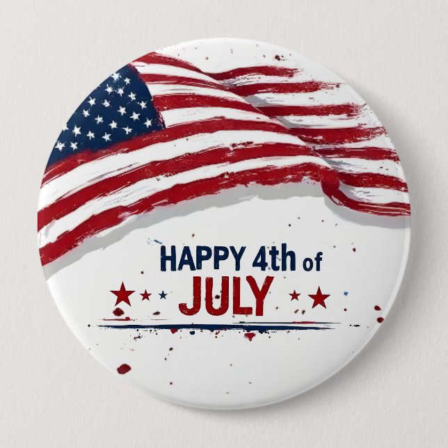 4th of July - Artistic US Flag Paint Splatter Button (Front)