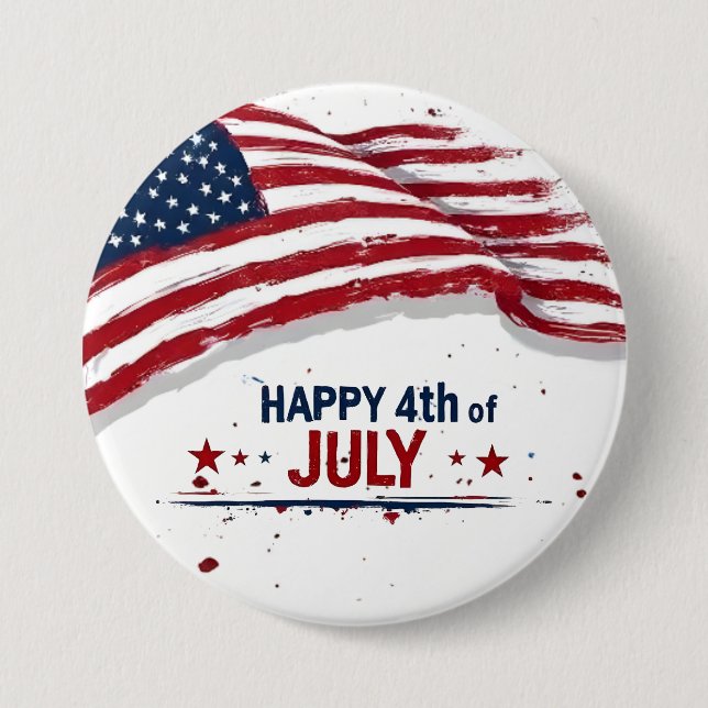 4th of July - Artistic US Flag Paint Splatter Button (Front)