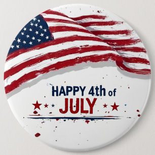 4th of July - Artistic US Flag Paint Splatter Button