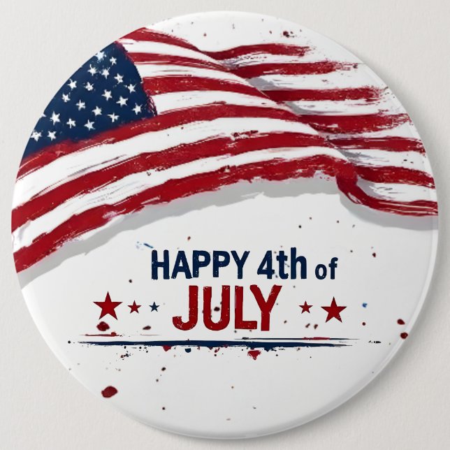 4th of July - Artistic US Flag Paint Splatter Button (Front)
