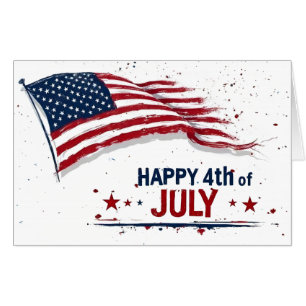 4th of July - Artistic US Flag Paint Splatter Card