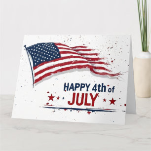 4th of July - Artistic US Flag Paint Splatter Card