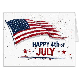 4th of July - Artistic US Flag Paint Splatter Card