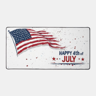 4th of July - Artistic US Flag Paint Splatter Desk Mat