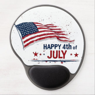 4th of July - Artistic US Flag Paint Splatter Gel Mouse Pad