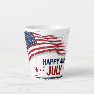 4th of July - Artistic US Flag Paint Splatter Latte Mug