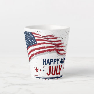 4th of July - Artistic US Flag Paint Splatter Latte Mug