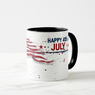 4th of July - Artistic US Flag Paint Splatter Mug
